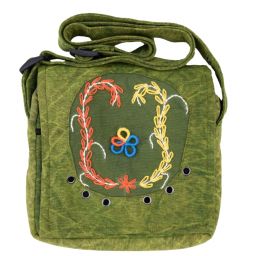 Small embroidered bag - bright green