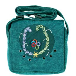 Small embroidered bag - bright aqua