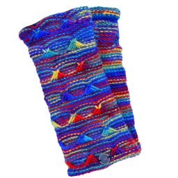 Hand knit - electric shell wristwarmer - rainbow