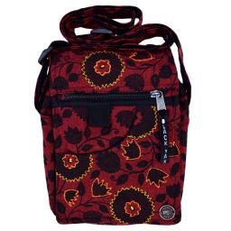 Small print and embroidered fabric bag - russet