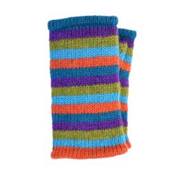 Children's fleece lined - stripe wristwarmers - bright
