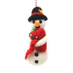 Handmade Christmas - Wool Felt Hanging Decoration - Snowman