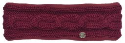 Pure Wool Fleece lined headband - cable - Berry