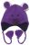 Pure Wool hand knit ear flap hat - bear - purple