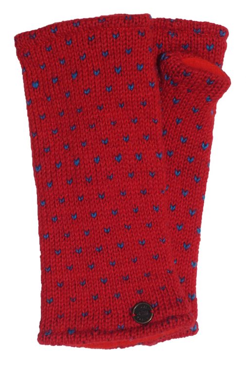 Fleece lined wristwarmer - tick - Red/blue