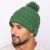 Pure wool - turn up bobble hat - green heather