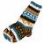 Pure wool - hand knit socks -  mustard/teal patterned
