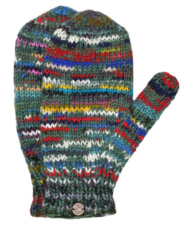 Fleece lined mittens - Electric - Greens
