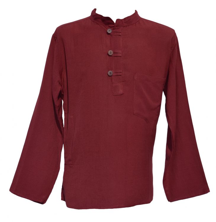 Button loop - flax shirt - dark maroon