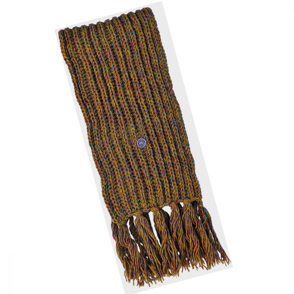 Pure Wool - Hand Knit - Heather Mix Scarf - Rust
