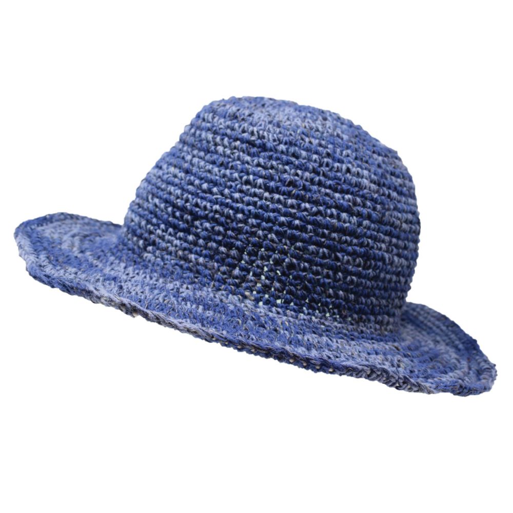 Two Tone Hemp & Cotton Sun Hat - Blue