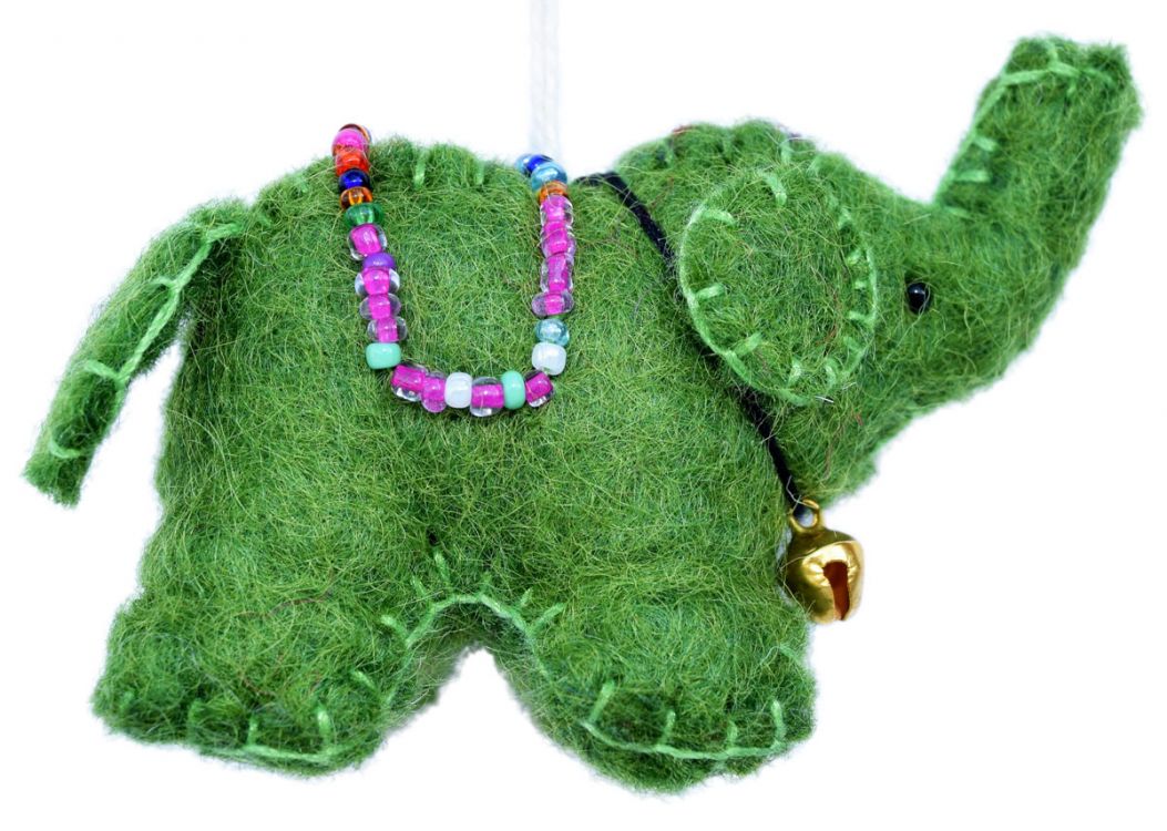 Felt - Christmas Decoration - Green Elephant