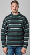 Pure wool jumper - random stripes - green
