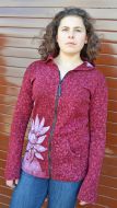Batik flower - hooded jacket - raspberry