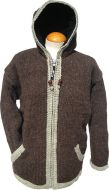 pixie hooded - contrast border jacket - Brown/Grey