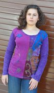 Applique & embroidery - stonewashed top - multi purples