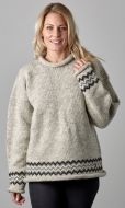 hand knit  jumper - Zig zag - pale grey