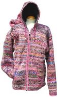 Fleece lined - pixie hooded jacket - electric Pink