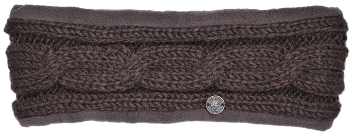 Pure Wool Fleece lined headband - cable - Conker