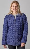 fine wool mix - cable jacket - Blue