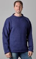Pure new wool - hand knit jumper - Blue