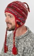 Earflap hat - pure wool - red electric