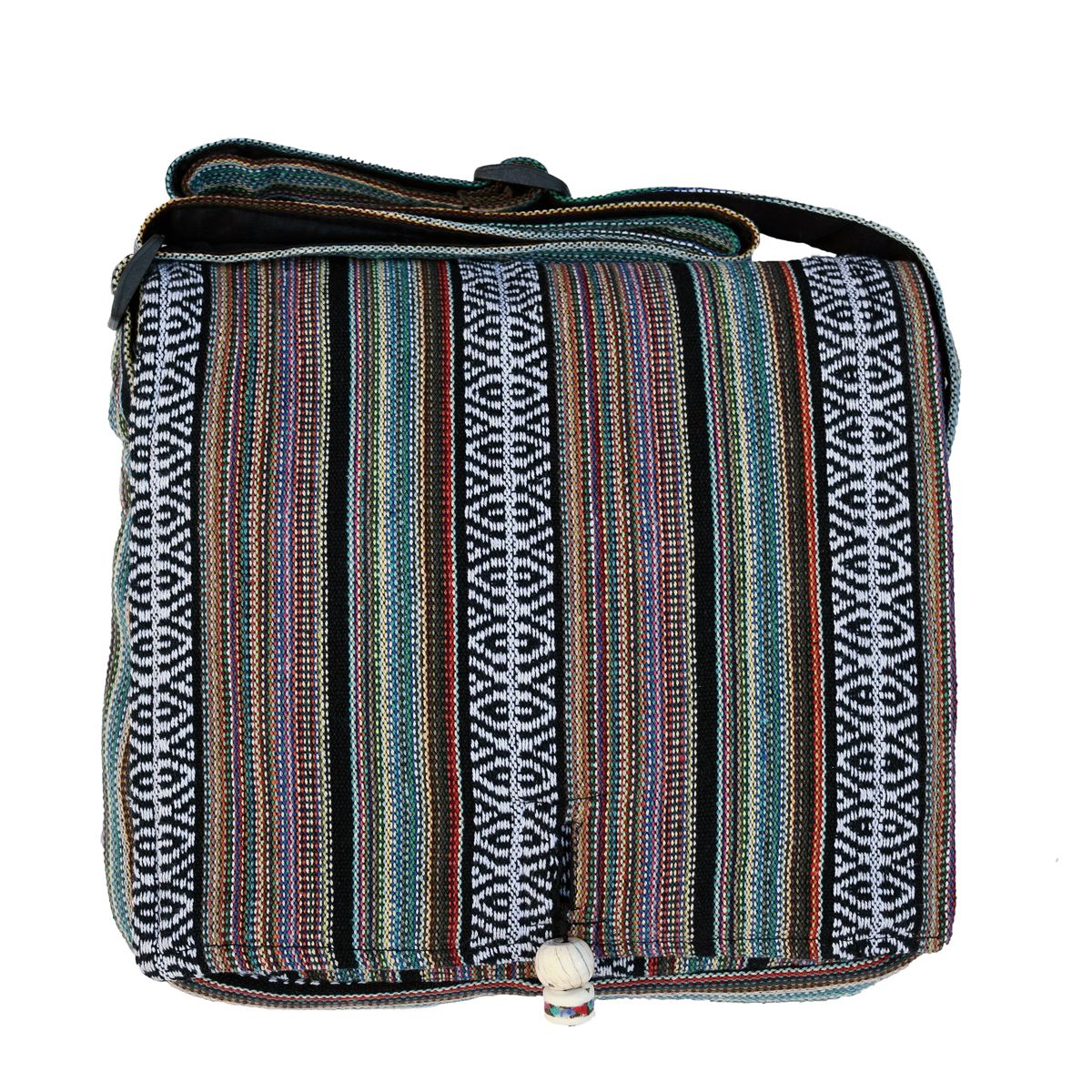 Traditional Nepalese - woven gheri stripe bag - multi-coloured | Black Yak