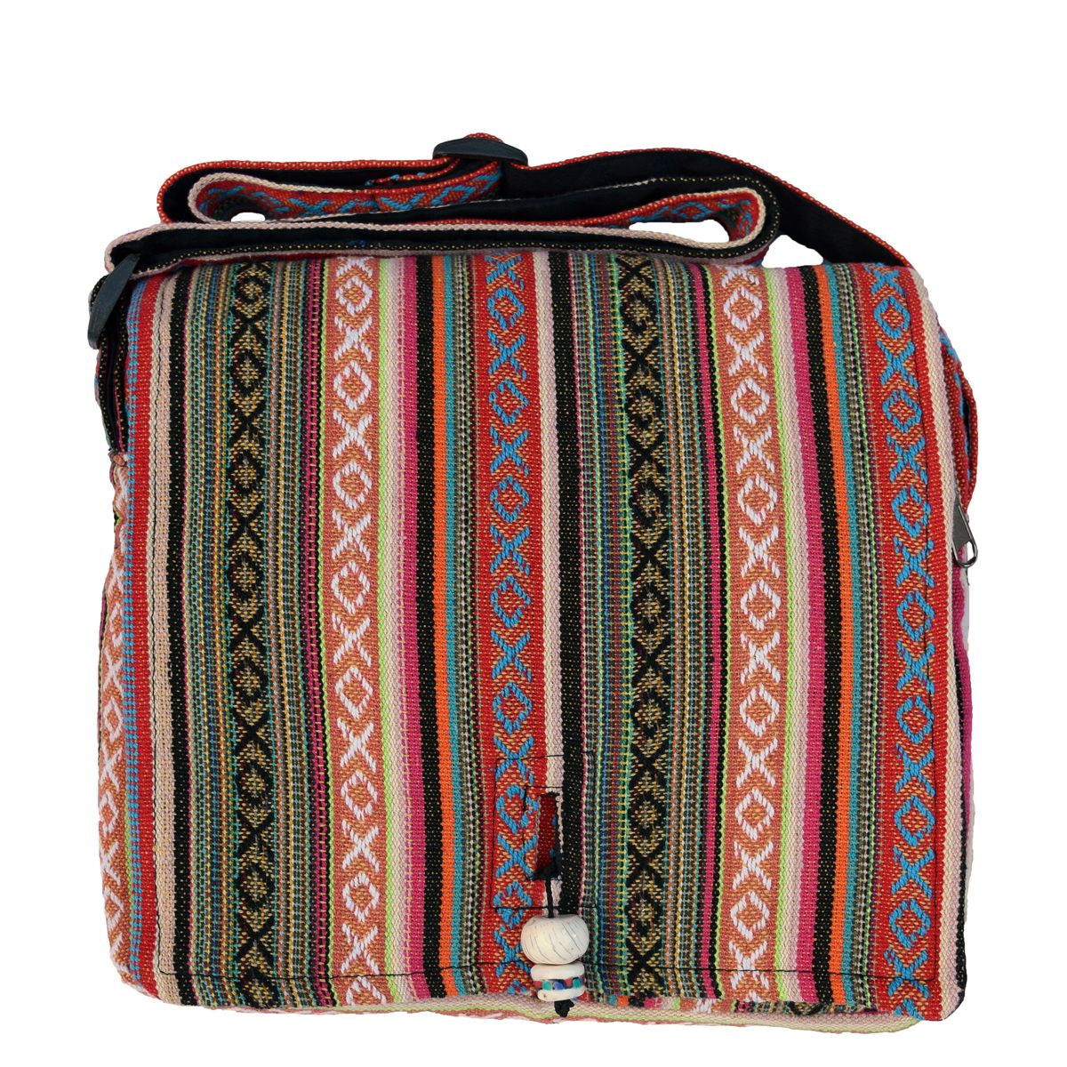 Traditional Nepalese - woven gheri stripe bag - red/pinkmulti-coloured ...