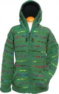Hooded jacket - soft wool and recycled silk - Green