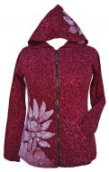 Batik flower - hooded jacket - raspberry