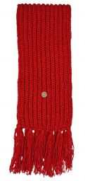 Long hand knit - fringed scarf - deep red