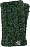 Pure wool - cable handwarmer - dark green