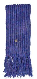 Pure wool - hand knit - heather mix scarf - blue