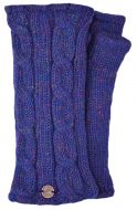 Fleece lined wristwarmer - cable - heather blue