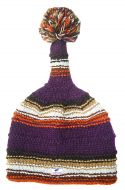 Pure Wool half fleece lined - short tail ridge hat - Purple/Rust