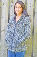 Fleece lined hooded jacket - moss stitch - Two Tone Grey