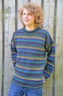 Pure wool jumper - stripe - Greens/blues
