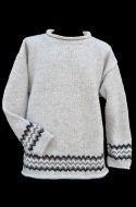 hand knit  jumper - Zig zag - pale grey