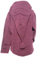 SALE - Detachable pixie hood - cable jacket - Aubergine