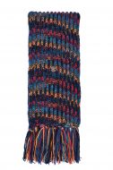 Hand knit - long length scarf - multi colour electric - teal