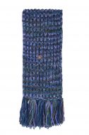 Hand knit - long length scarf - multi colour electric - ocean