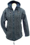 Fleece lined - detachable hood - cable jacket - Grey