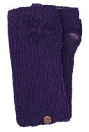 Pure wool - single bow - wristwarmers - purple