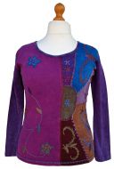 Applique & embroidery - stonewashed top - multi purples