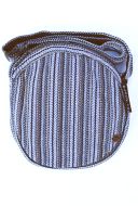 Medium Herringbone Circle Bag - Blue Cream