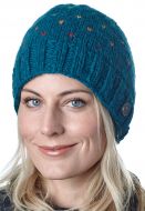 Pure Wool Rainbow tick beanie - pacific