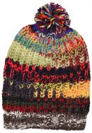 Pure wool - chunky rib slouch - Dark Multi coloured