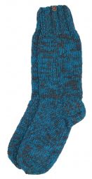 Pure wool - hand knit socks - ocean/grey two tone