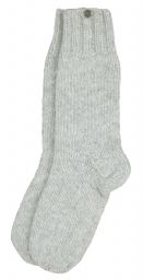 Pure wool - hand knit socks -  plain pale grey