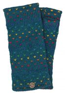 Fleece lined wristwarmer - rainbow tick - pacific